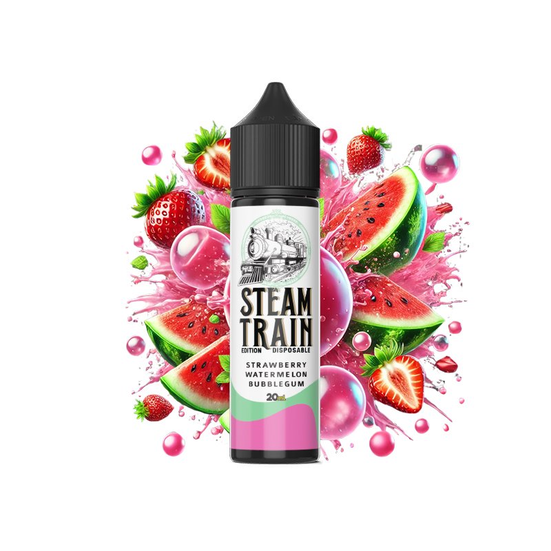 Steam Train - Disposable Edition - Vapeshot 20mL Shake 'n' Vape / Strawberry Watermelon Bubblegum