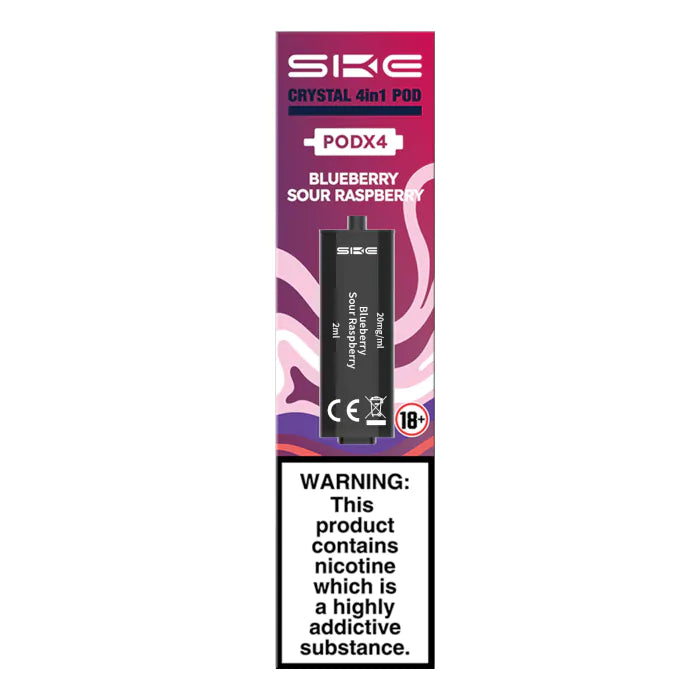 SKE Crystal 2400 4 in 1 Replacement Pods PODx4 - Blueberry Sour Raspberry