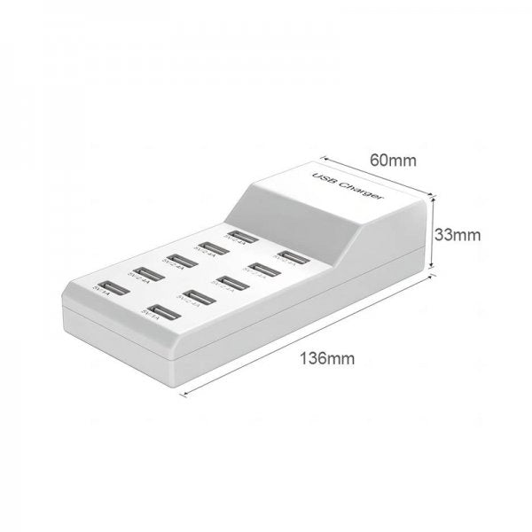 10 Port USB Charging Station 50W 727U